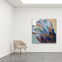 Antoinette Ferwerda | Button Grass (2023) - Styled, original artwork, framed in white painted oak facade with natural oak sides (154cm x 154cm)