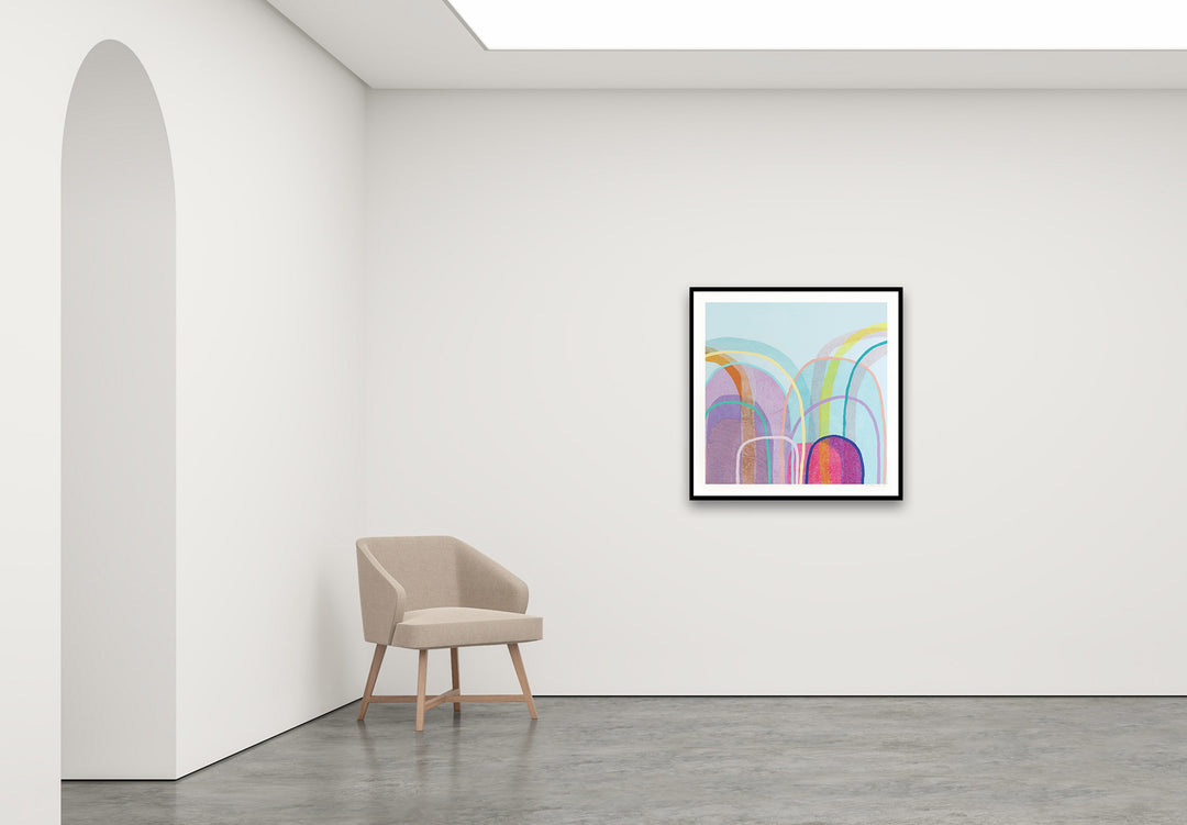 Antoinette Ferwerda | Little Hills in Blue - Medium, limited edition fine art reproduction in a black frame