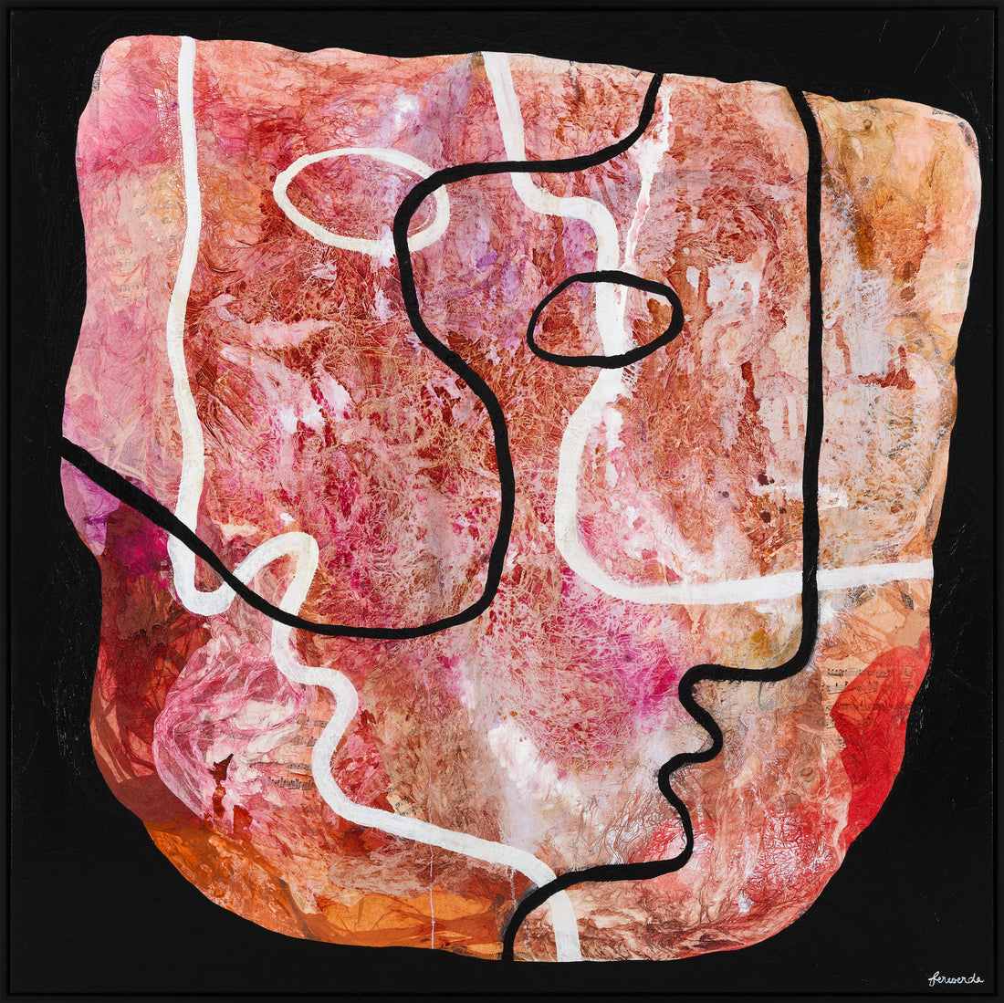 Antoinette Ferwerda | Hearts Singing (2023) - Original artwork, framed in black painted oak (150cm x 150cm)