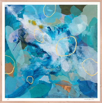 Antoinette Ferwerda | Cerulean Rockpools - Extra Large, limited edition fine art reproduction, framed in natural oak with art glass (150cm x 150cm)