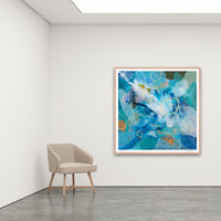 Antoinette Ferwerda | Cerulean Rockpools - Styled, extra Large, limited edition fine art reproduction, framed in natural oak with art glass (150cm x 150cm)