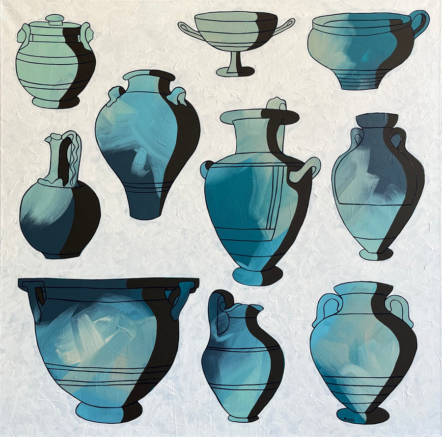 Many Blue Vases