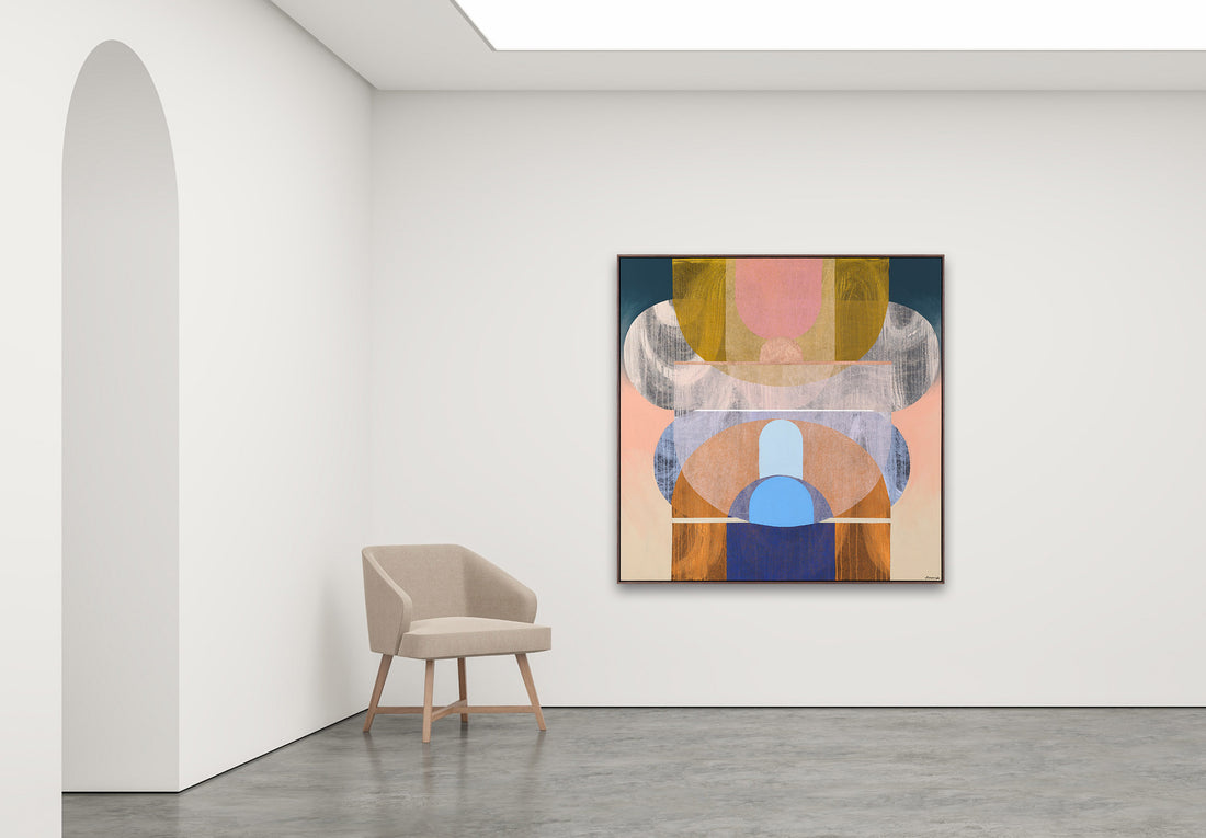 Antoinette Ferwerda | Pacific Gossamer (2022) - Styled, original artwork, framed in grey stained oak (154cm x 154cm)