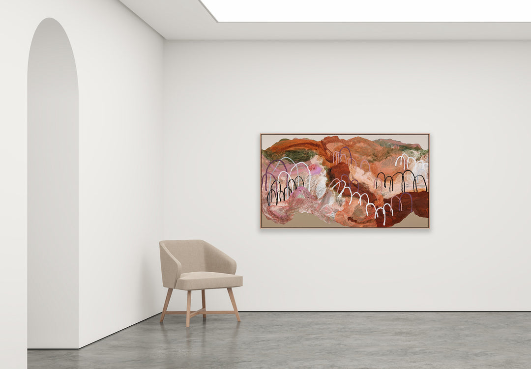 Antoinette Ferwerda | Southern Hills (2023) - Styled, original artwork, framed in natural oak (104cm x 184cm)