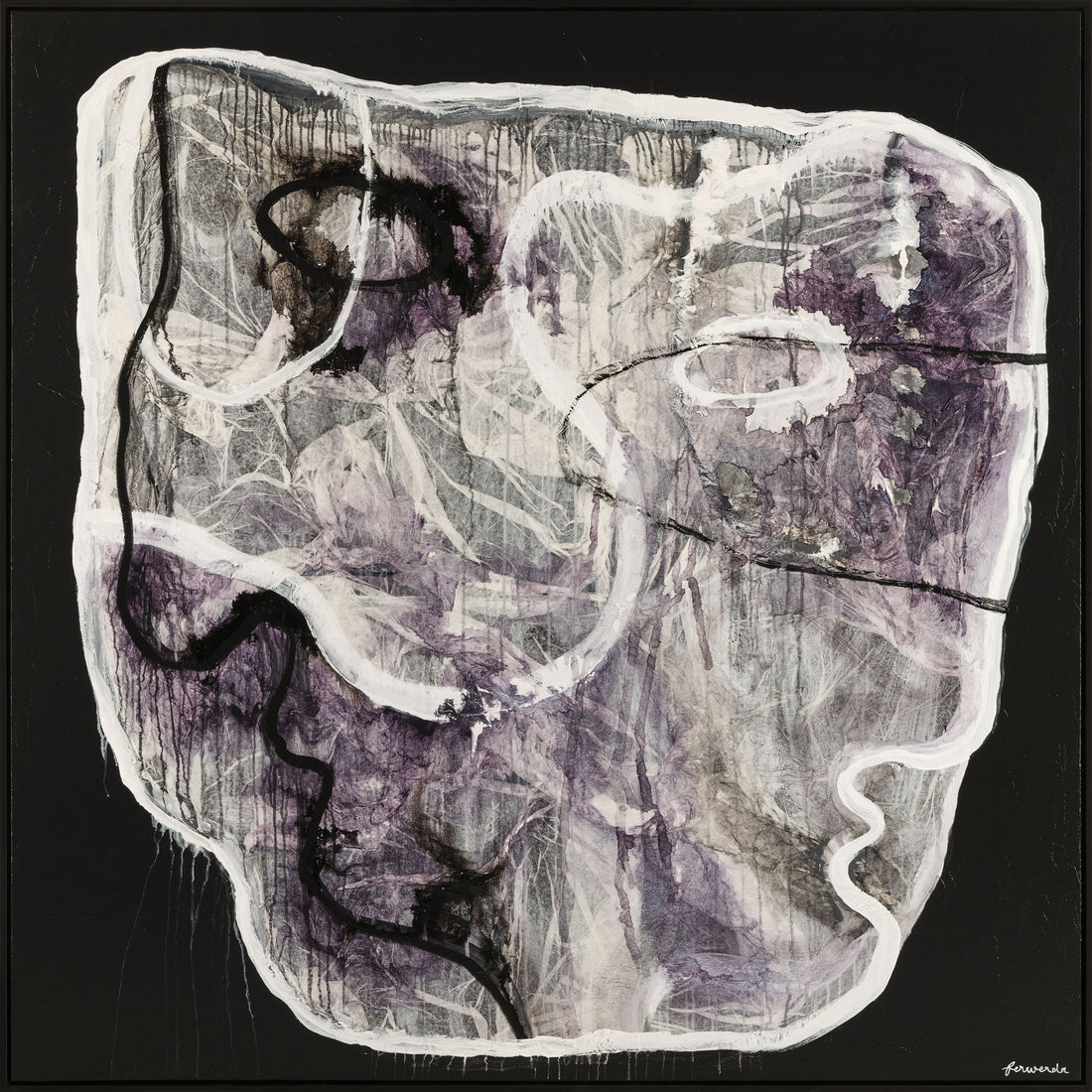 Antoinette Ferwerda | Deux Coeurs (2023) - Original artwork, framed in black painted oak (154cm x 154cm)