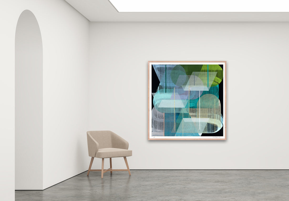 Antoinette Ferwerda | Aquamarine Gossamer - Extra large, limited edition fine art reproduction in a natural oak frame