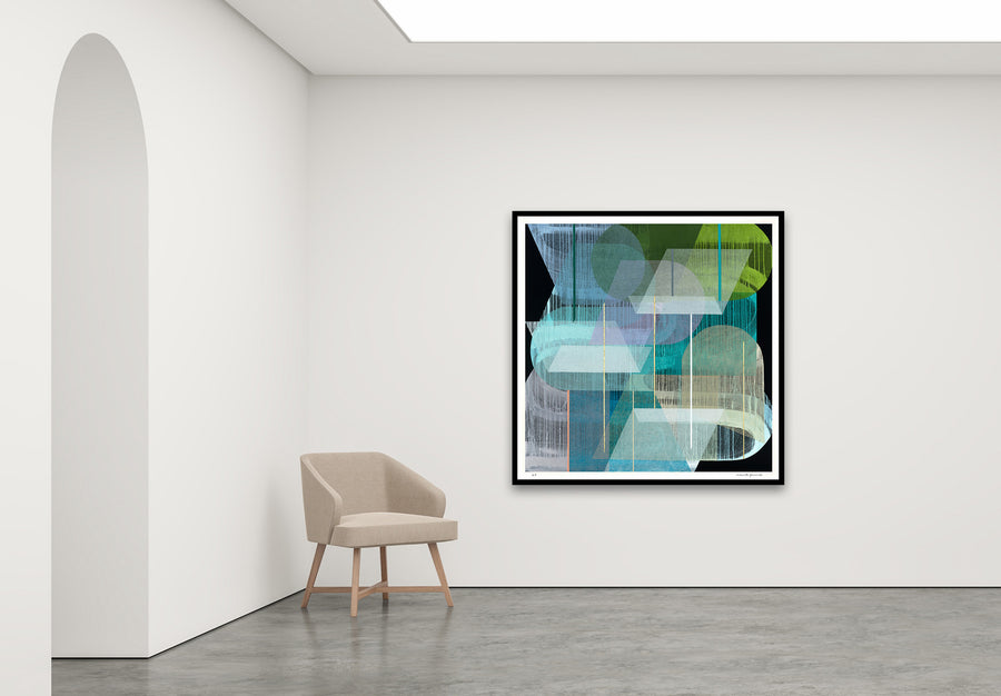 Antoinette Ferwerda | Aquamarine Gossamer - Extra large, limited edition fine art reproduction in a black frame