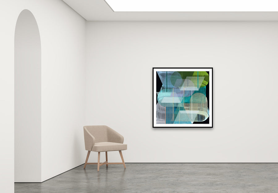 Antoinette Ferwerda | Aquamarine Gossamer - Large, limited edition fine art reproduction in a black frame