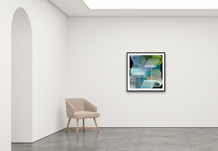 Antoinette Ferwerda | Aquamarine Gossamer - Medium, limited edition fine art reproduction in a black frame