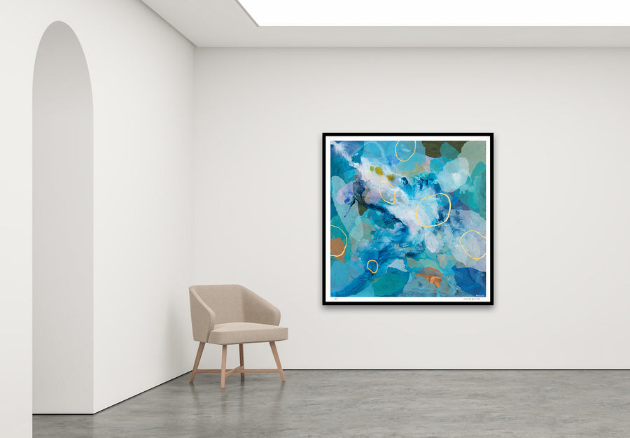 Antoinette Ferwerda | Cerulean Rockpools - Extra large, limited edition fine art reproduction in a black frame