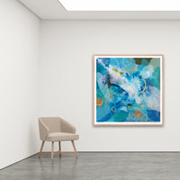 Antoinette Ferwerda | Cerulean Rockpools - Extra large, limited edition fine art reproduction in a natural oak frame
