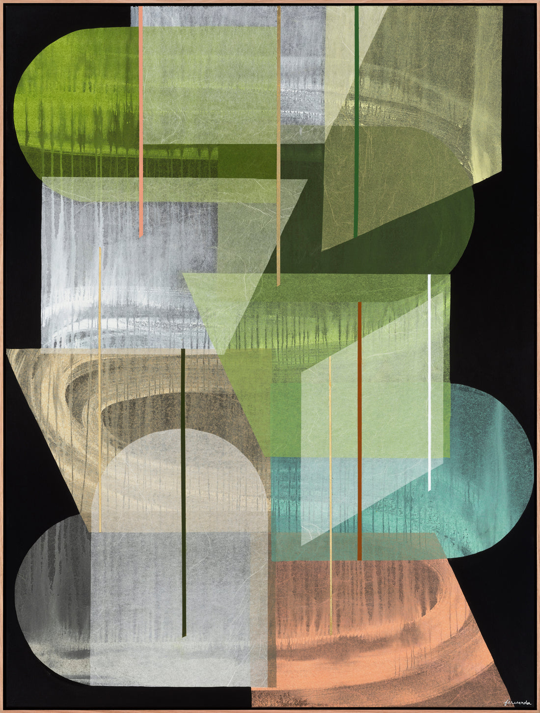 Antoinette Ferwerda | Green Diamond Gossamer (2021) - Original artwork, framed in natural oak with a black shadow line (204cm x 154cm)