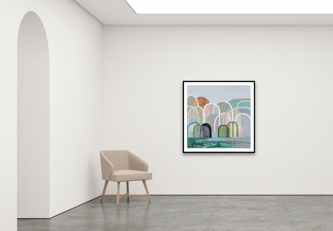 Antoinette Ferwerda | Green Hills - Large, limited edition fine art reproduction in a black frame
