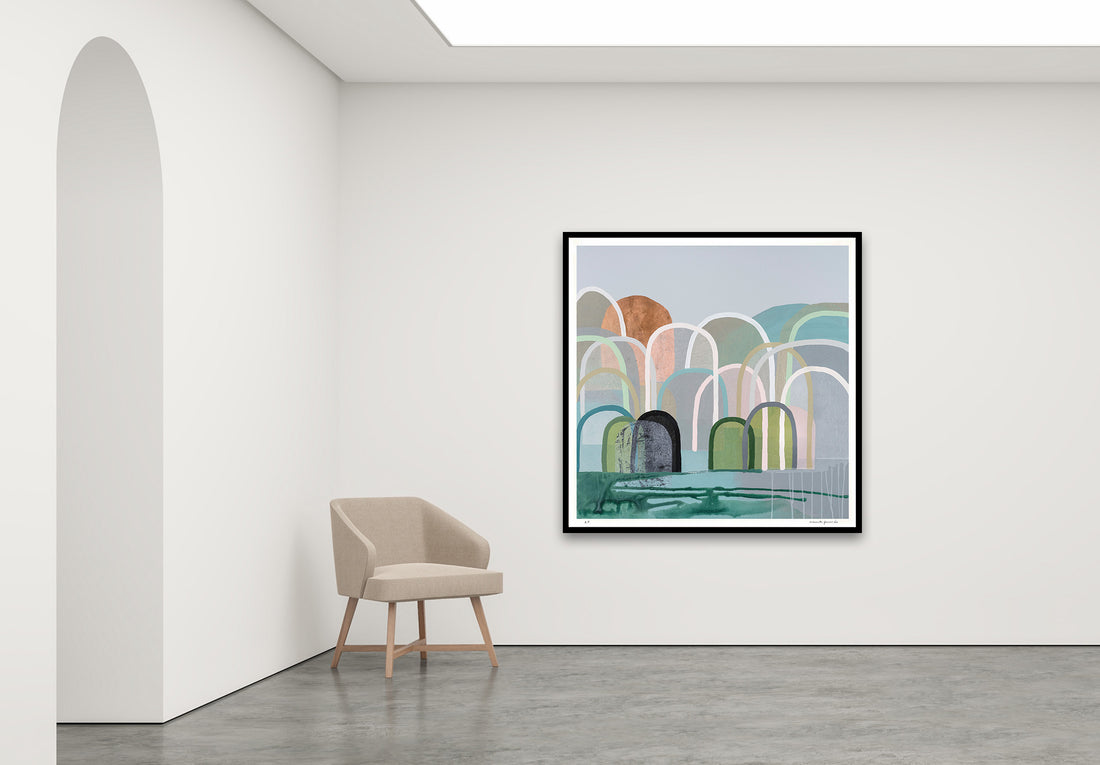 Antoinette Ferwerda | Green Hills - Extra large, limited edition fine art reproduction in a black frame