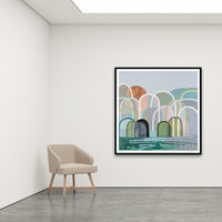 Antoinette Ferwerda | Green Hills - Extra large, limited edition fine art reproduction in a black frame