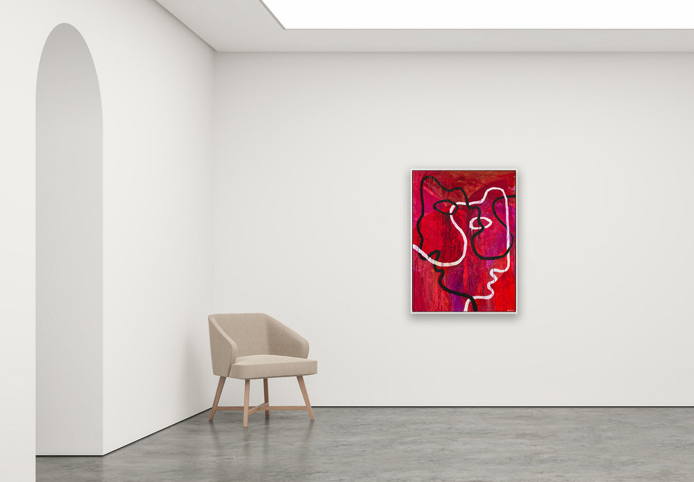 Antoinette Ferwerda | Heart & Mind (2023) - Styled, original artwork, framed in white painted oak facade with natural oak sides (114cm x 84cm)