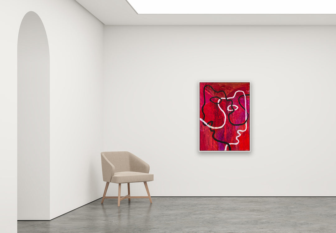 Antoinette Ferwerda | Heart & Mind (2023) - Styled, original artwork, framed in white painted oak facade with natural oak sides (114cm x 84cm)