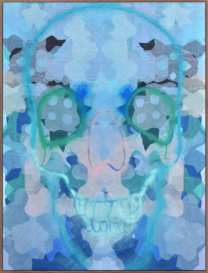 Antoinette Ferwerda | Lilac Pond Dreaming (2022) - Original artwork, framed in natural oak with a blue shadow line (129cm x 99cm)
