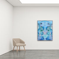 Antoinette Ferwerda | Lilac Pond Dreaming (2022) - Styled, original artwork, framed in natural oak with a blue shadow line (129cm x 99cm)