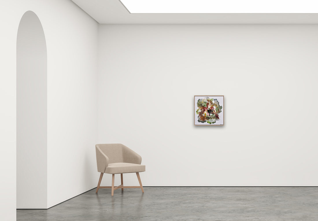 Antoinette Ferwerda | Lush Champagne Poppy (2022) - Styled, original artwork, framed in natural oak (54cm x 54cm)