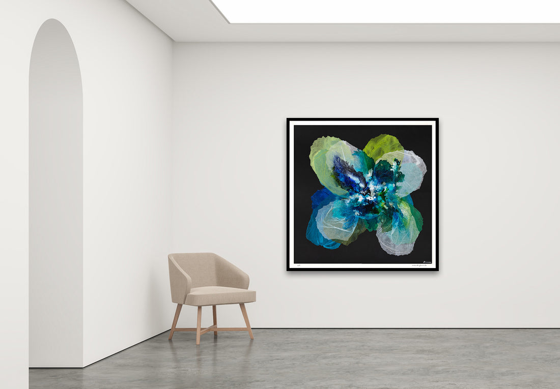 Antoinette Ferwerda | Midnight Champagne Poppy - Extra large, limited edition fine art reproduction in a black frame