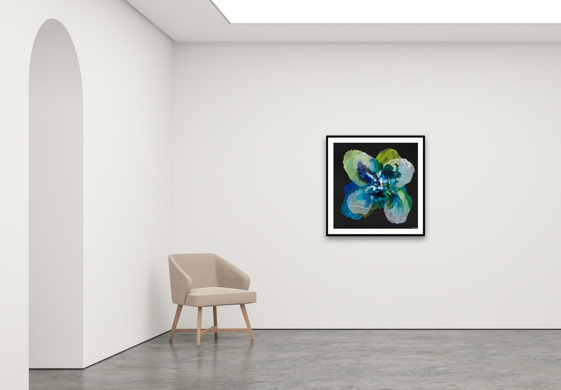 Antoinette Ferwerda | Midnight Champagne Poppy - Medium, limited edition fine art reproduction in a black frame