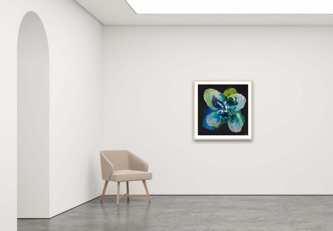 Antoinette Ferwerda | Midnight Champagne Poppy - Medium, limited edition fine art reproduction in a natural oak frame