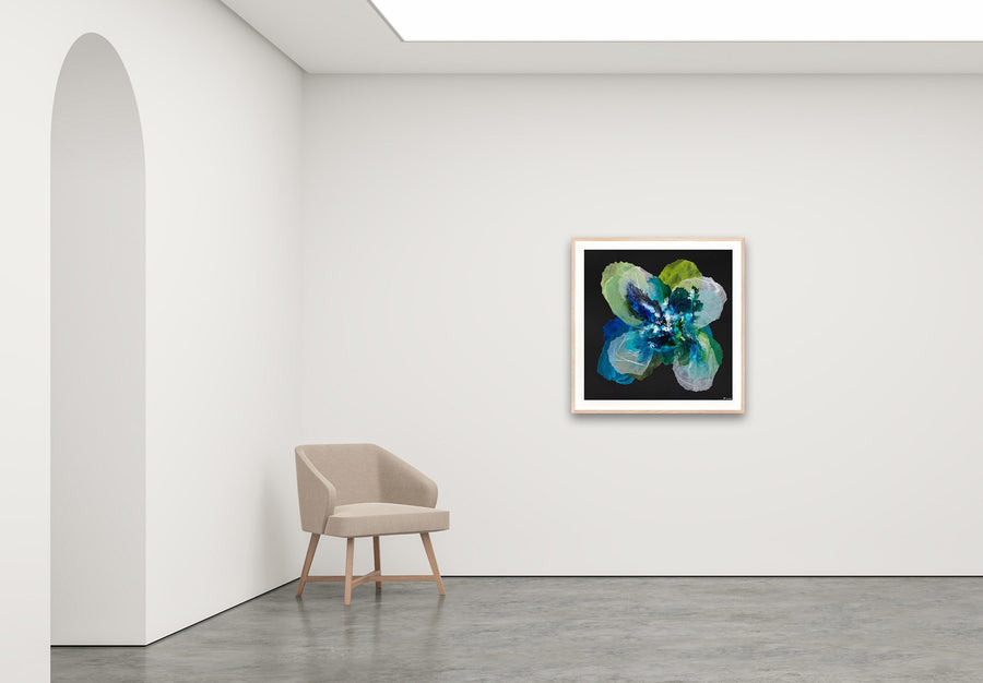 Antoinette Ferwerda | Midnight Champagne Poppy - Medium, limited edition fine art reproduction in a natural oak frame