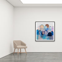 Antoinette Ferwerda | Misty Blue Hills - Large, limited edition fine art reproduction in a black frame