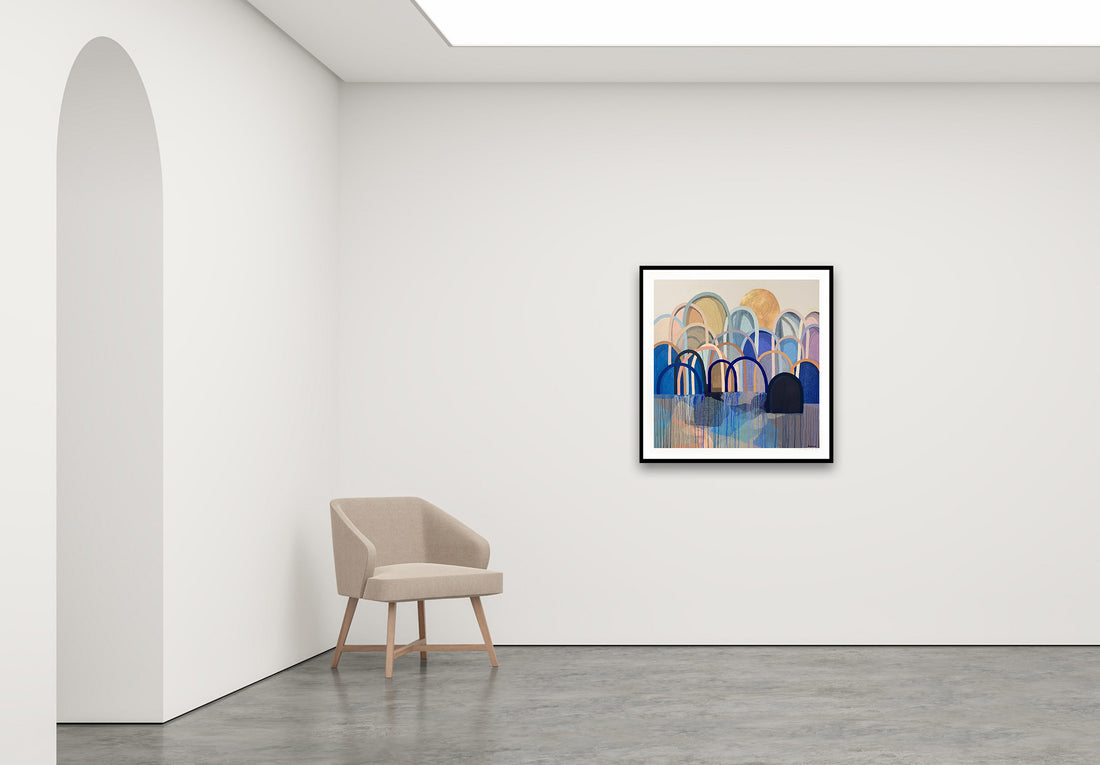 Antoinette Ferwerda | Misty Blue Hills - Medium, limited edition fine art reproduction in a black frame