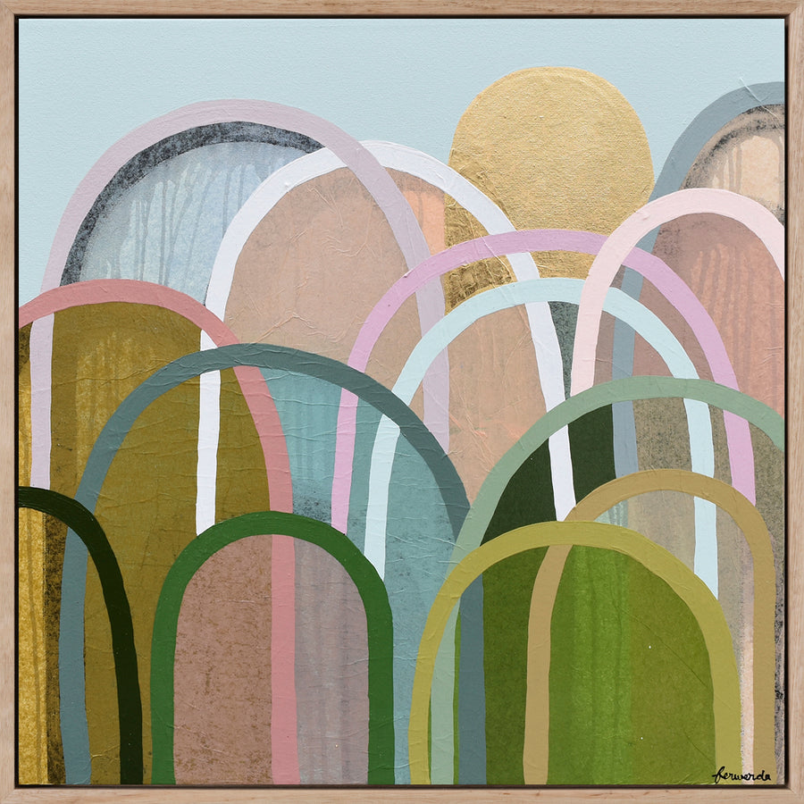 Antoinette Ferwerda | Olive Grove Hills (2022) - Original artwork, framed in natural oak (64cm x 64cm)
