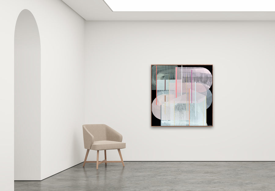 Antoinette Ferwerda | Pink Topaz Gossamer (2022) - Styled, original artwork, framed in natural oak (124cm x 124cm)