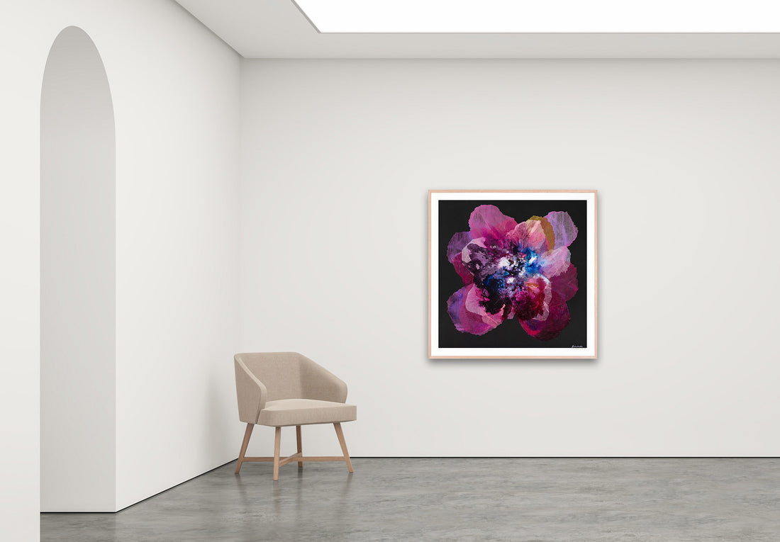 Antoinette Ferwerda | Prussian Champagne Poppy - Large, limited edition fine art reproduction in a natural oak frame