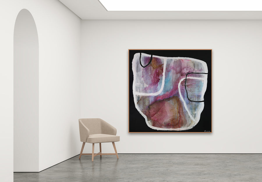 Antoinette Ferwerda | Rosso Verona Vessel (2022) - Styled, original artwork, framed in natural oak (184cm x 184cm)