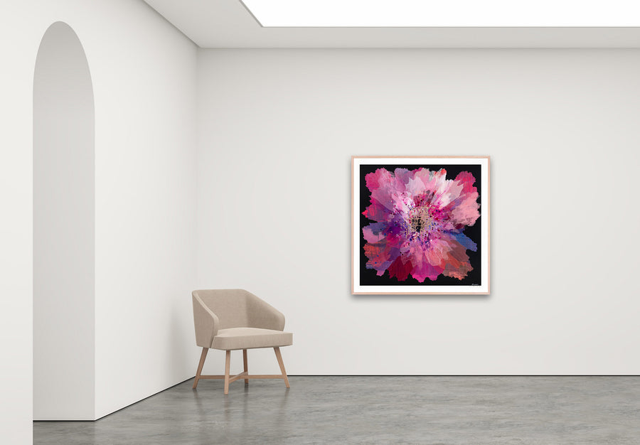Antoinette Ferwerda | Ruby Orchid - Large, limited edition fine art reproduction in a natural oak frame
