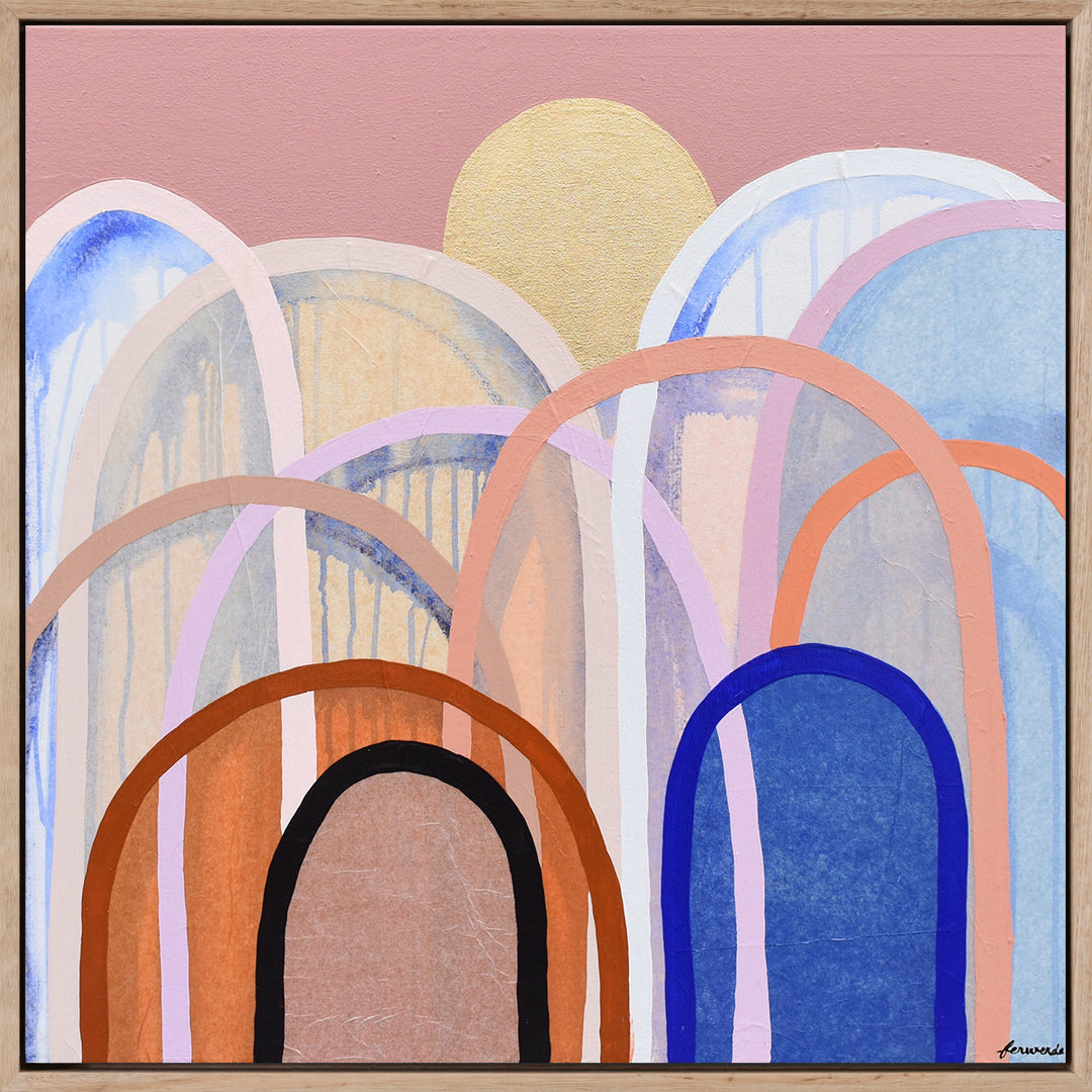Antoinette Ferwerda | Terracotta Hills (2022) - Original artwork, framed in natural oak (64cm x 64cm)