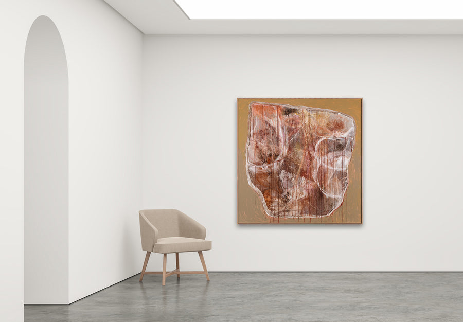 Antoinette Ferwerda | Vessel in Rust (2023) - Styled, original artwork, framed in natural oak (154cm x 154cm)