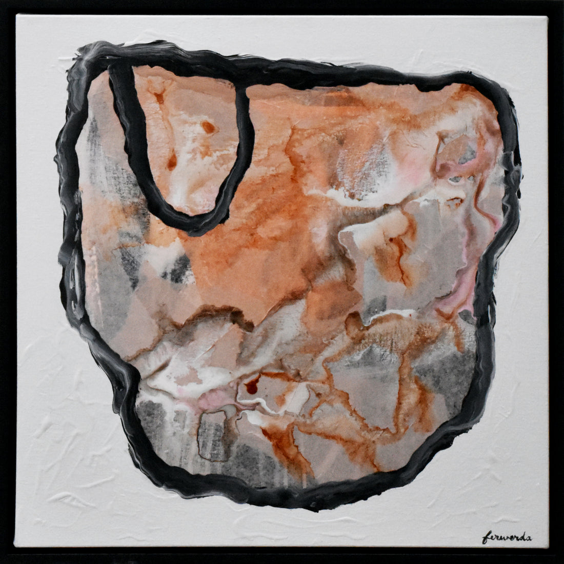 Antoinette Ferwerda | Pink Quartz Vessel (2022) - Original artwork, framed in black painted oak (54cm x 54cm)